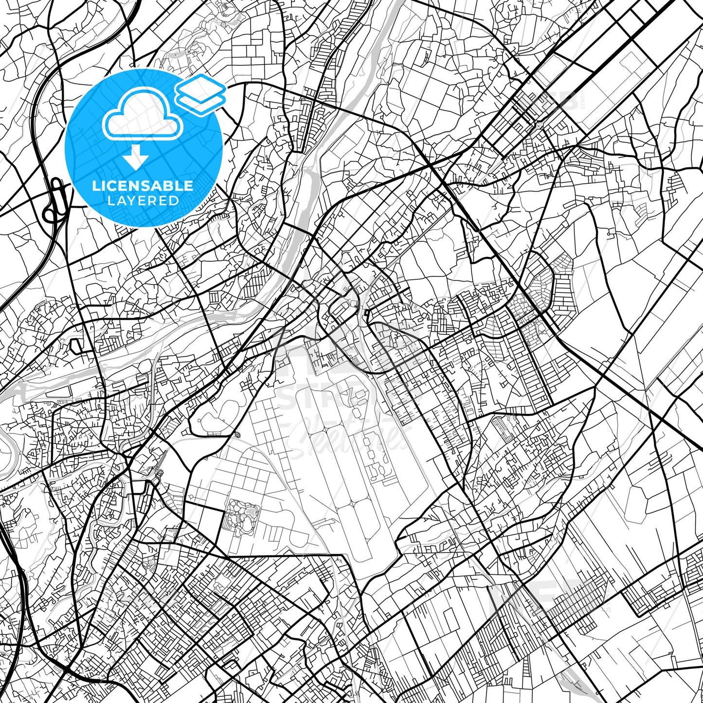 Layered PDF map of Sayama, Saitama, Japan