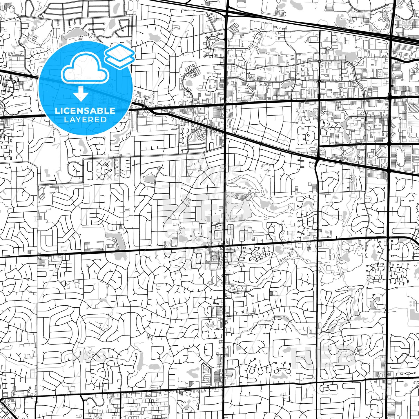 Layered PDF map of Schaumburg, Illinois, United States