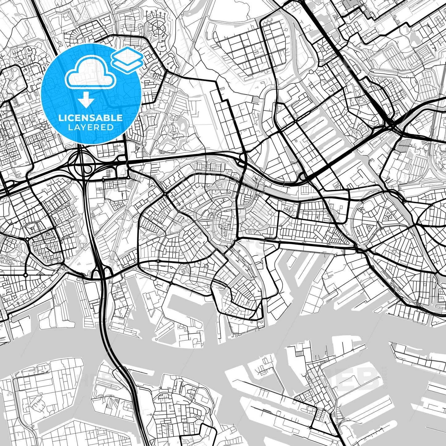 Layered PDF map of Schiedam, South Holland, Netherlands