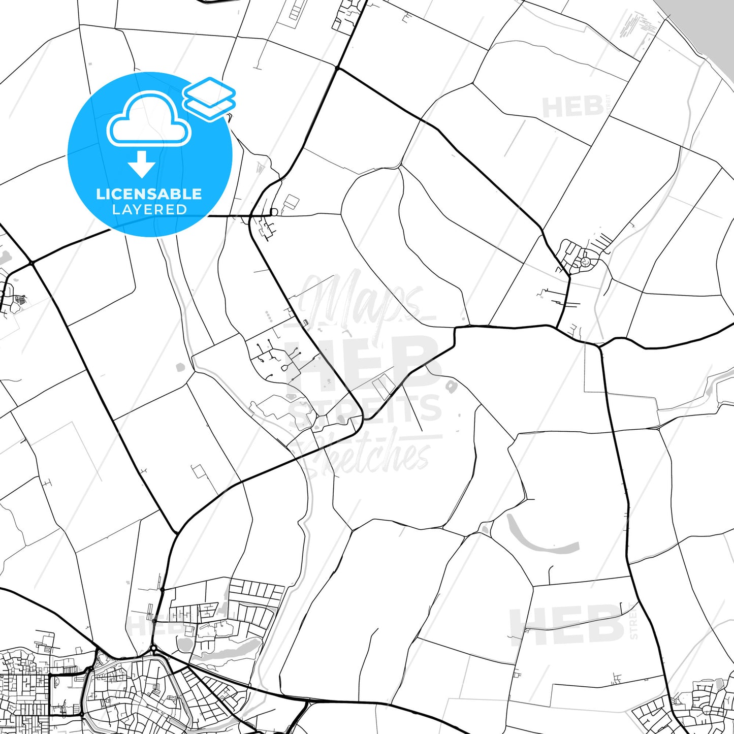 Layered PDF map of Schouwen-Duiveland, Zeeland, Netherlands