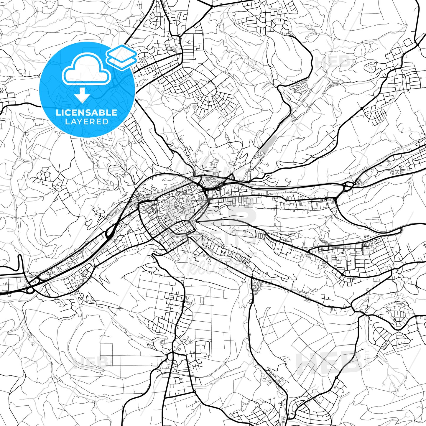 Layered PDF map of Schwabisch Gmund, Baden-Wuerttemberg, Germany