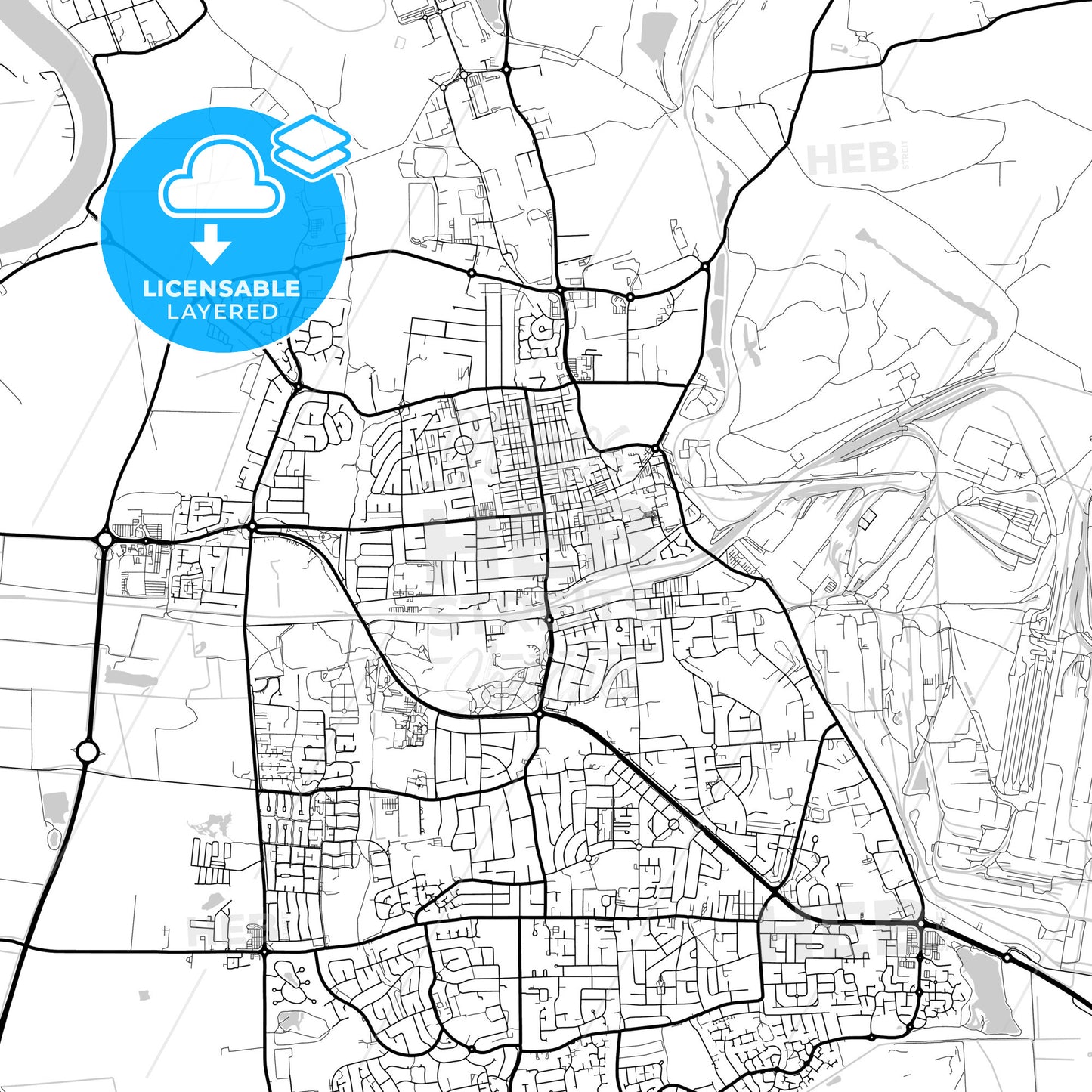 Layered PDF map of Scunthorpe, Yorkshire and the Humber, England