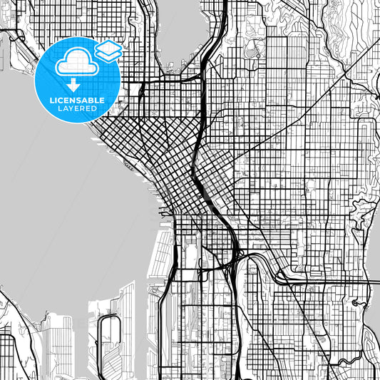 Layered PDF map of Seattle, Washington, United States