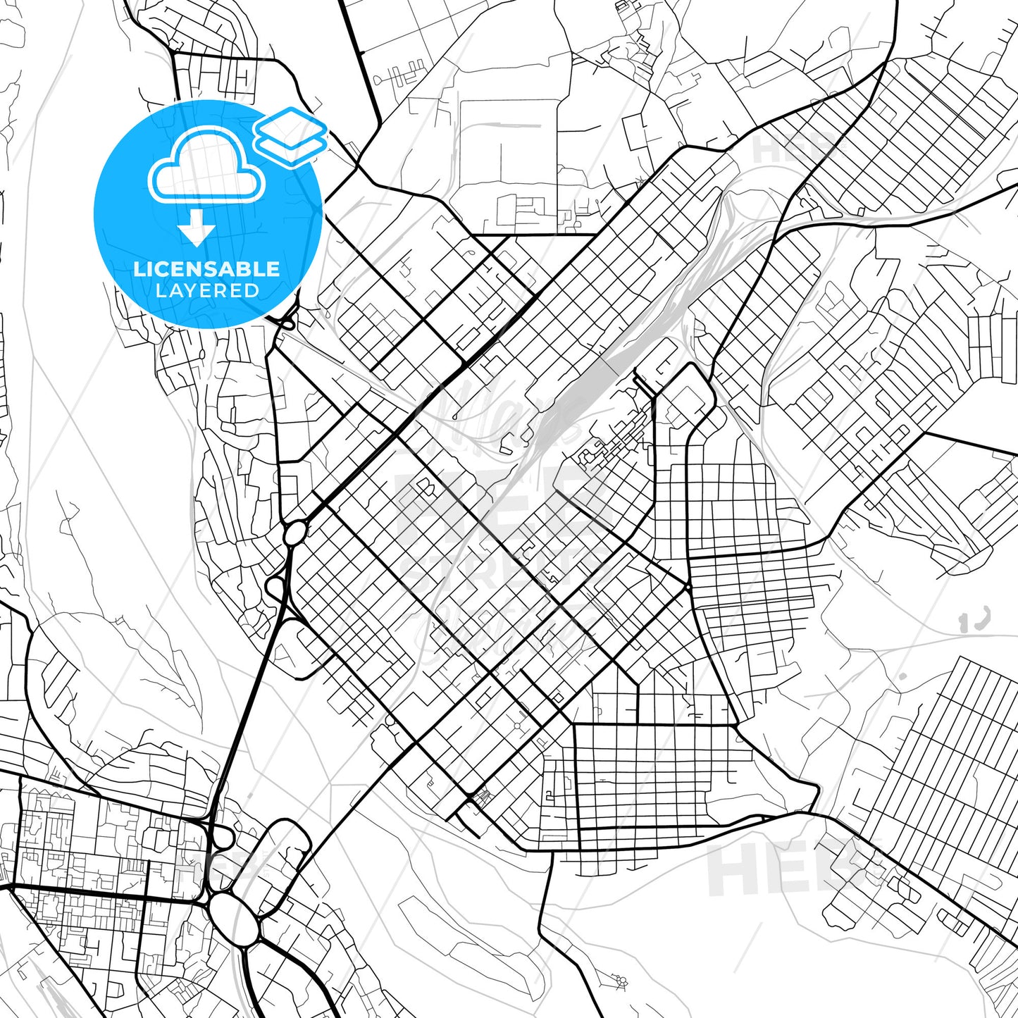 Layered PDF map of Semey, East Kazakhstan Region, Kazakhstan