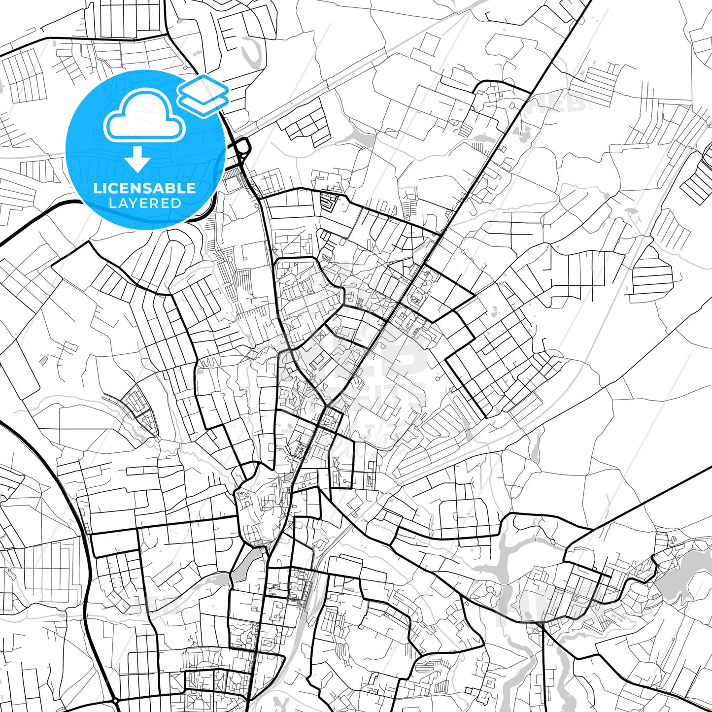 Layered PDF map of Sergiyev Posad, Moscow Oblast, Russia