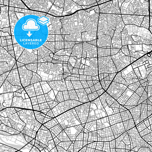 Layered PDF map of Setagaya, Tokyo, Japan
