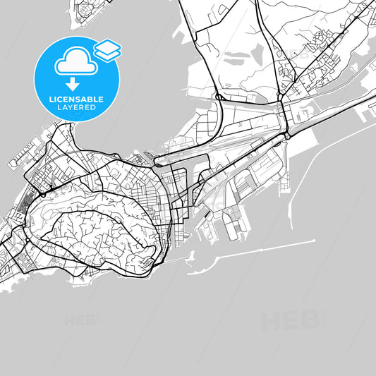 Layered PDF map of Sète, Hérault, France