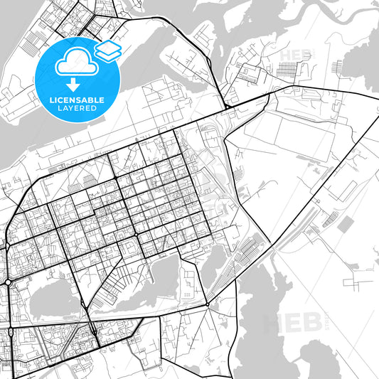 Layered PDF map of Severodvinsk, Arkhangelsk Oblast, Russia