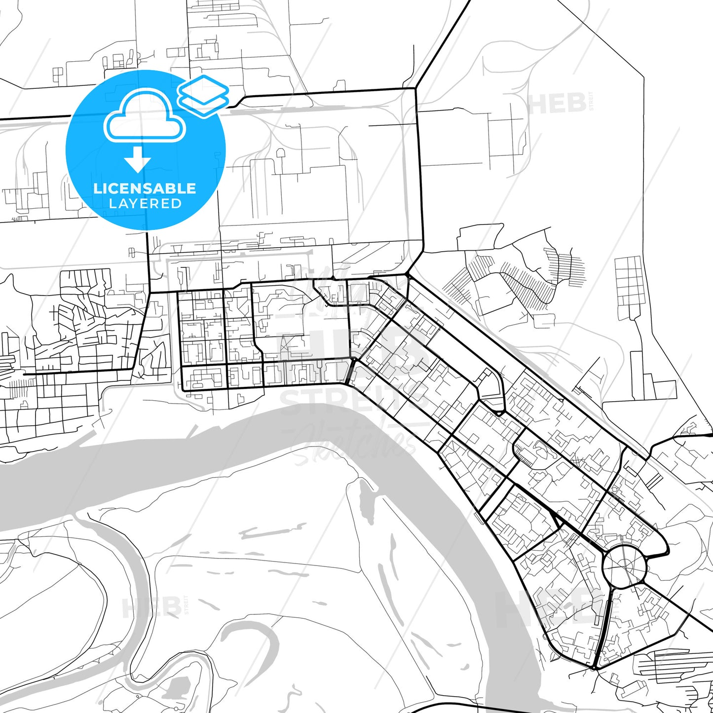 Layered PDF map of Seversk, Tomsk Oblast, Russia