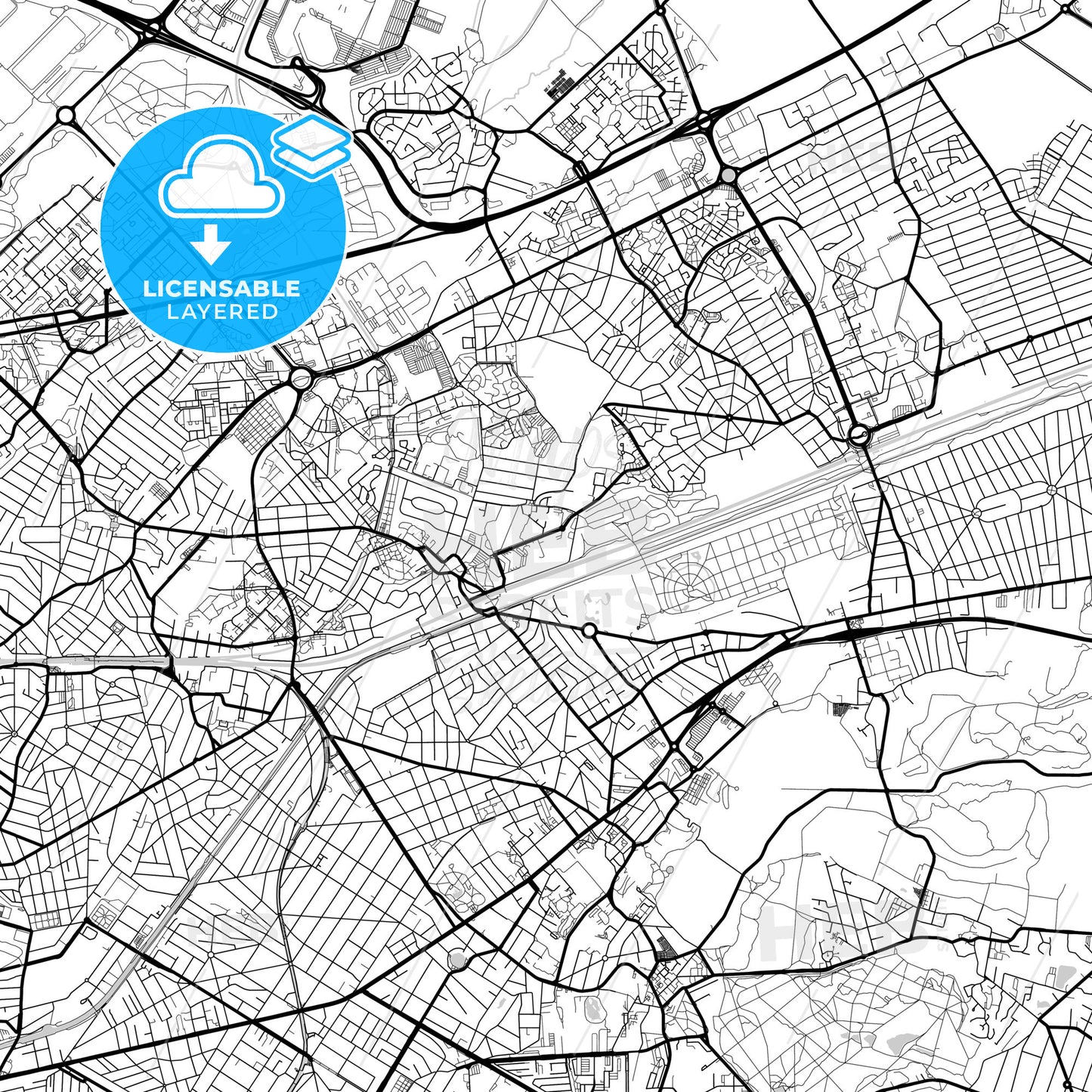 Layered PDF map of Sevran, Seine-Saint-Denis, France