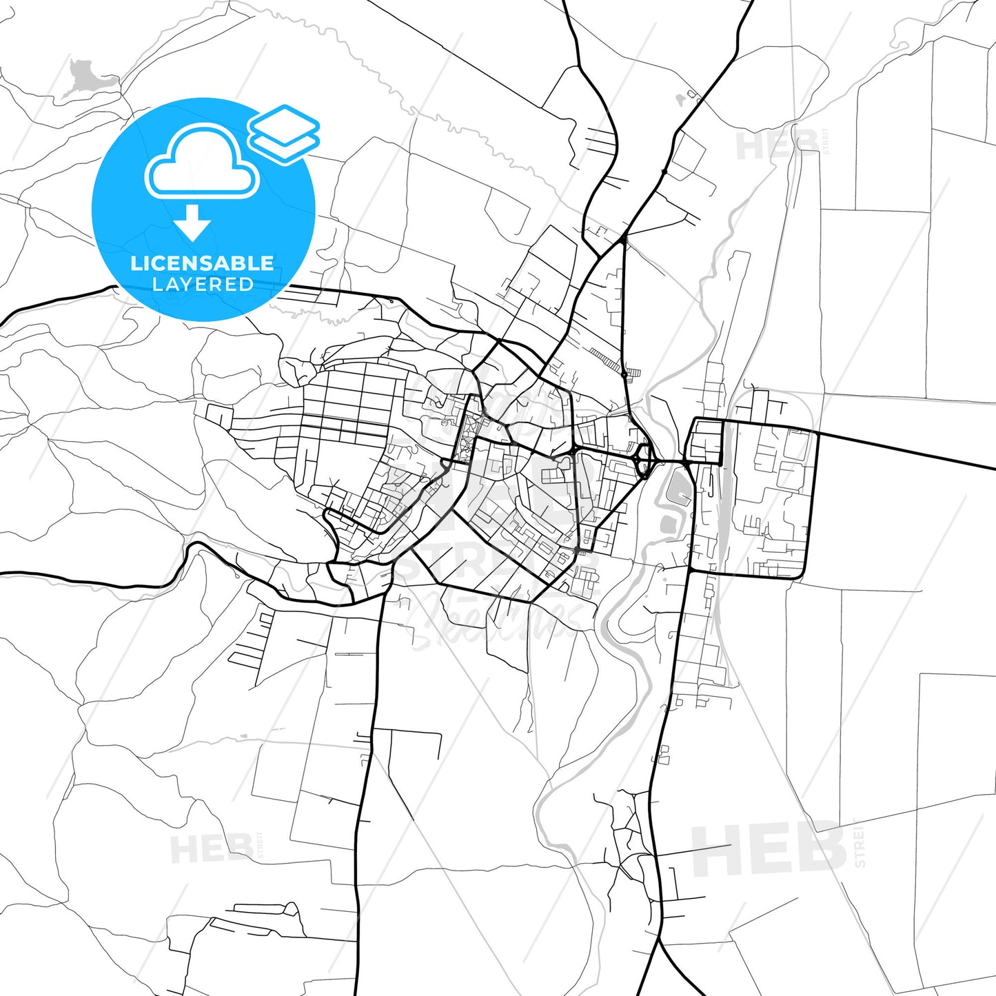 Layered PDF map of Sfântu Gheorghe, Covasna, Romania