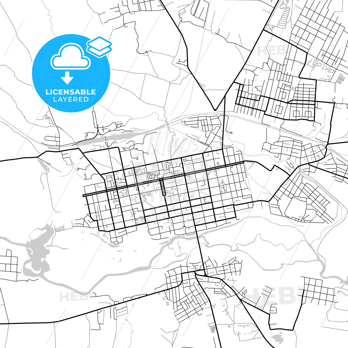 Layered PDF map of Shadrinsk, Kurgan Oblast, Russia