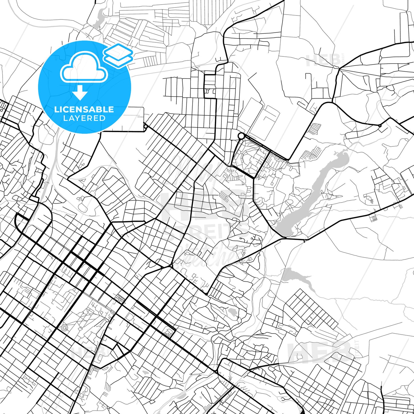 Layered PDF map of Shakhty, Rostov Oblast, Russia