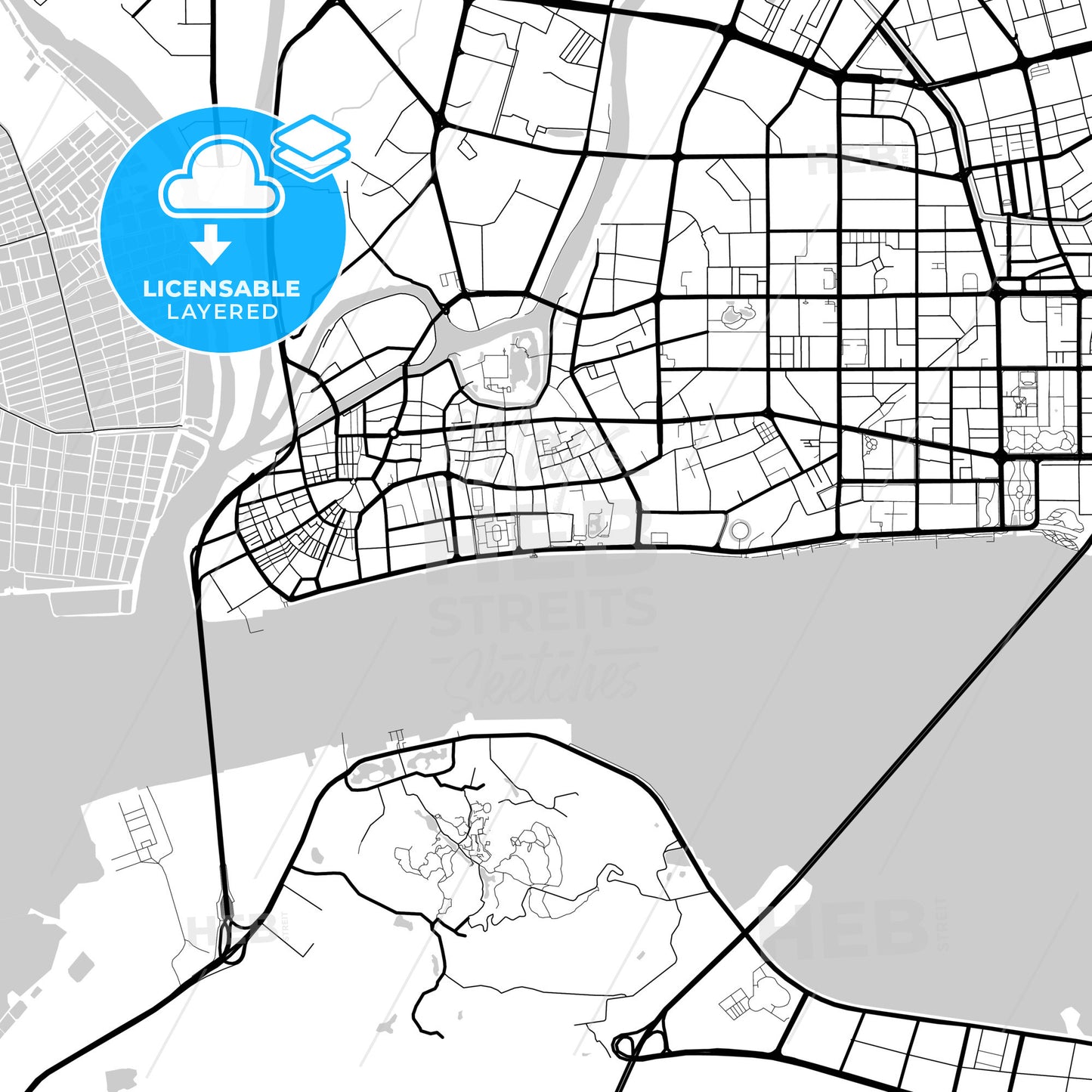 Layered PDF map of Shantou, Guangdong, China