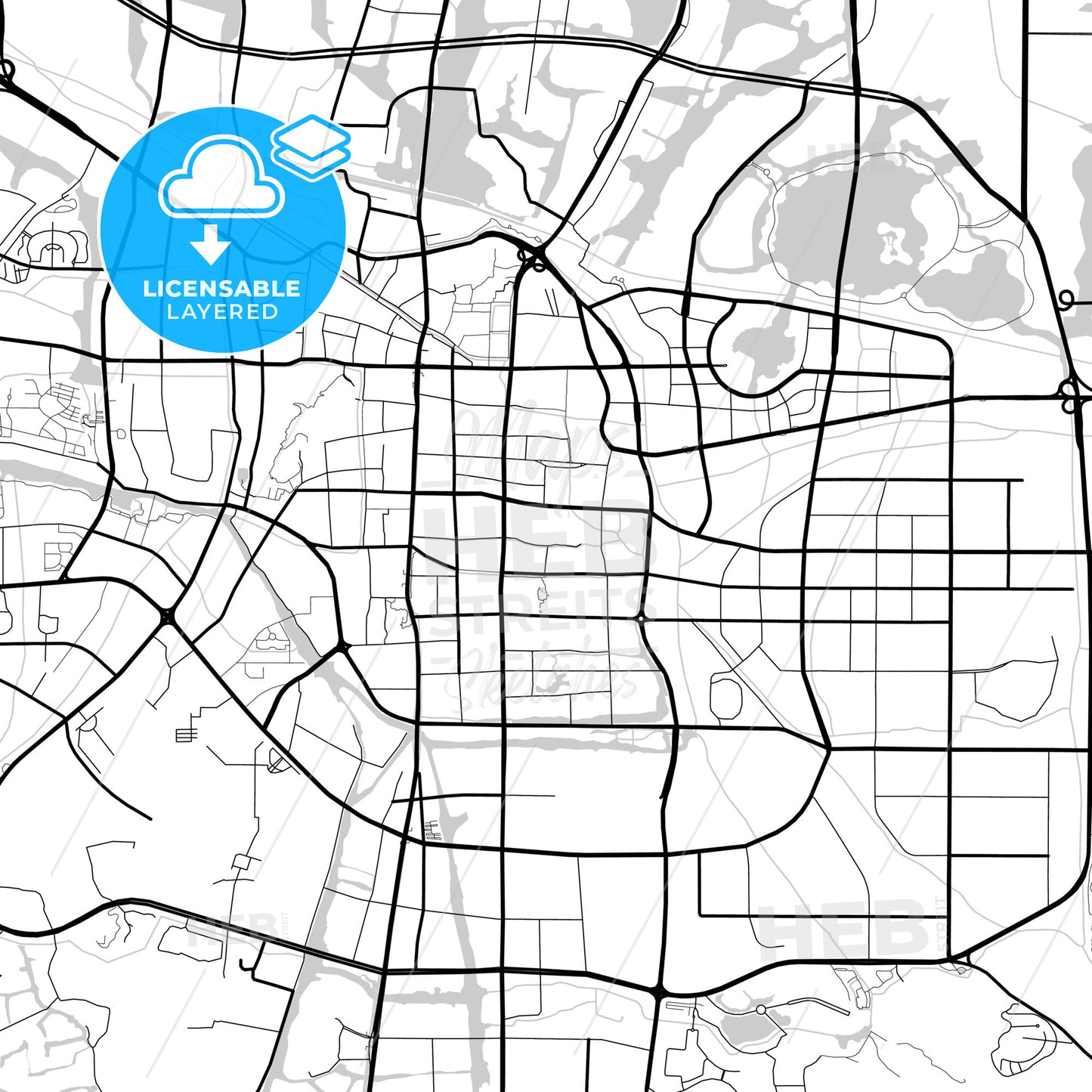 Layered PDF map of Shaoxing, Zhejiang, China