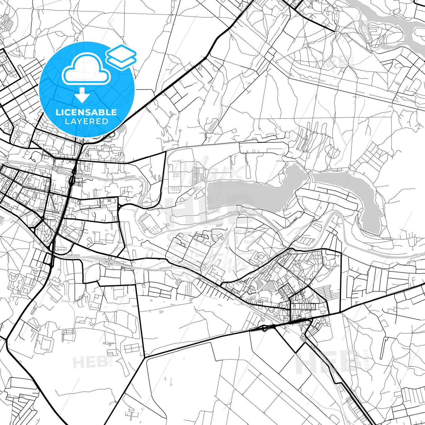 Layered PDF map of Shchyolkovo, Moscow Oblast, Russia