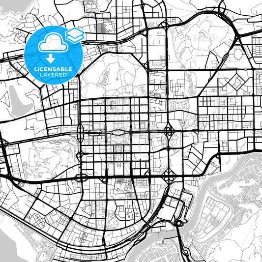 Layered PDF map of Shenzhen, Guangdong, China