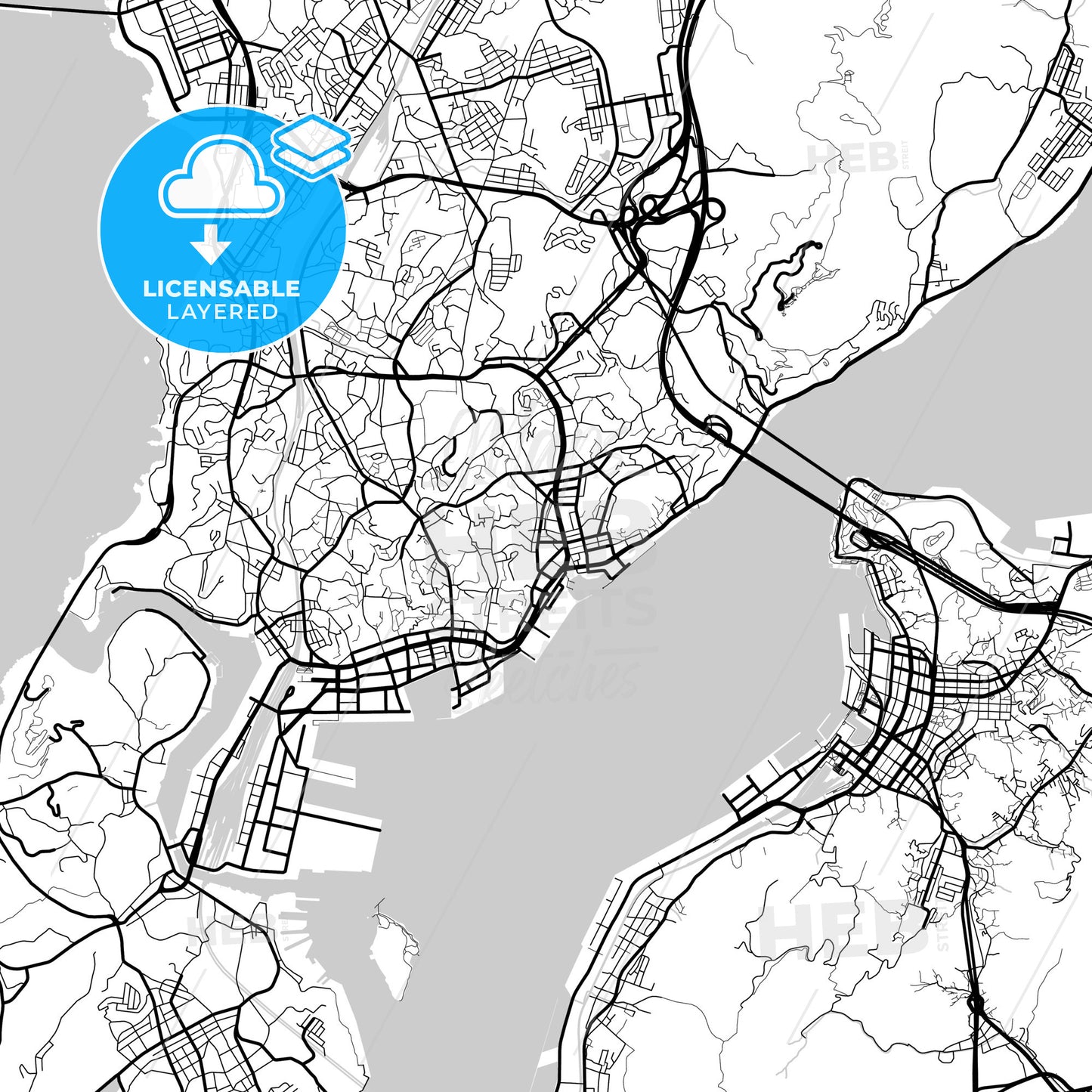 Layered PDF map of Shimonoseki, Yamaguchi, Japan