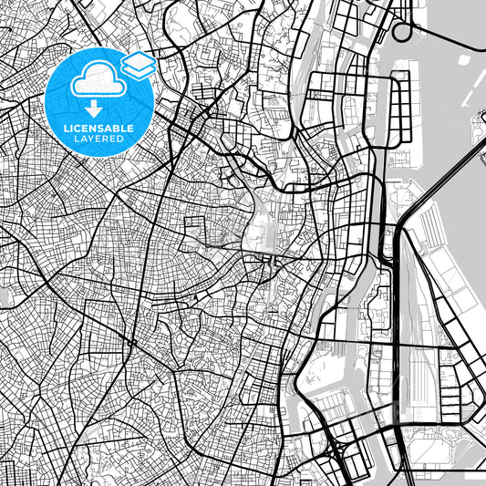 Layered PDF map of Shinagawa, Tokyo, Japan