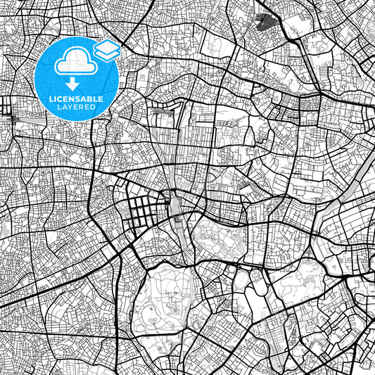 Layered PDF map of Shinjuku, Tokyo, Japan