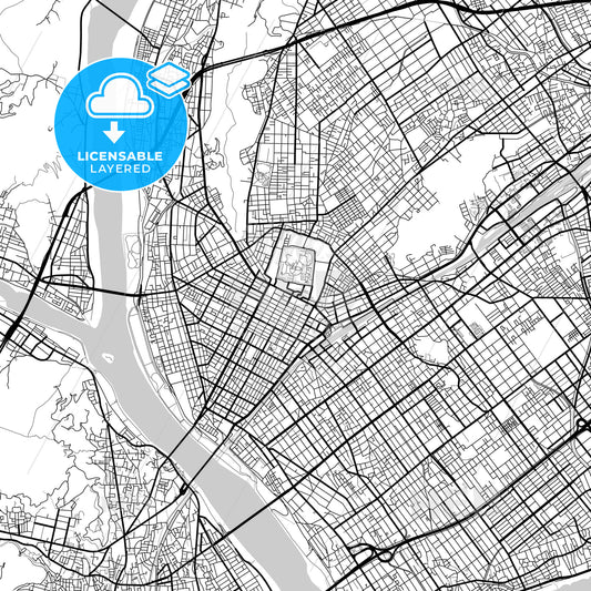 Layered PDF map of Shizuoka, Shizuoka, Japan