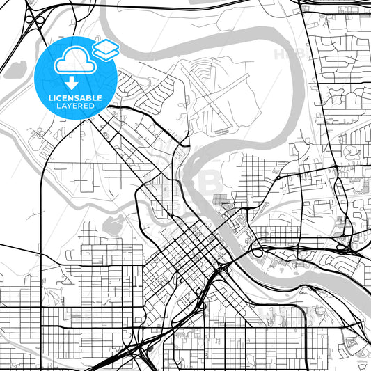 Layered PDF map of Shreveport, Louisiana, United States