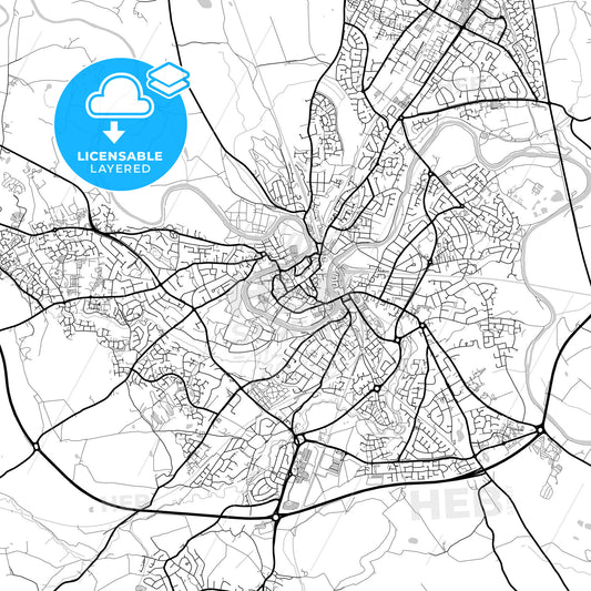 Layered PDF map of Shrewsbury, West Midlands, England