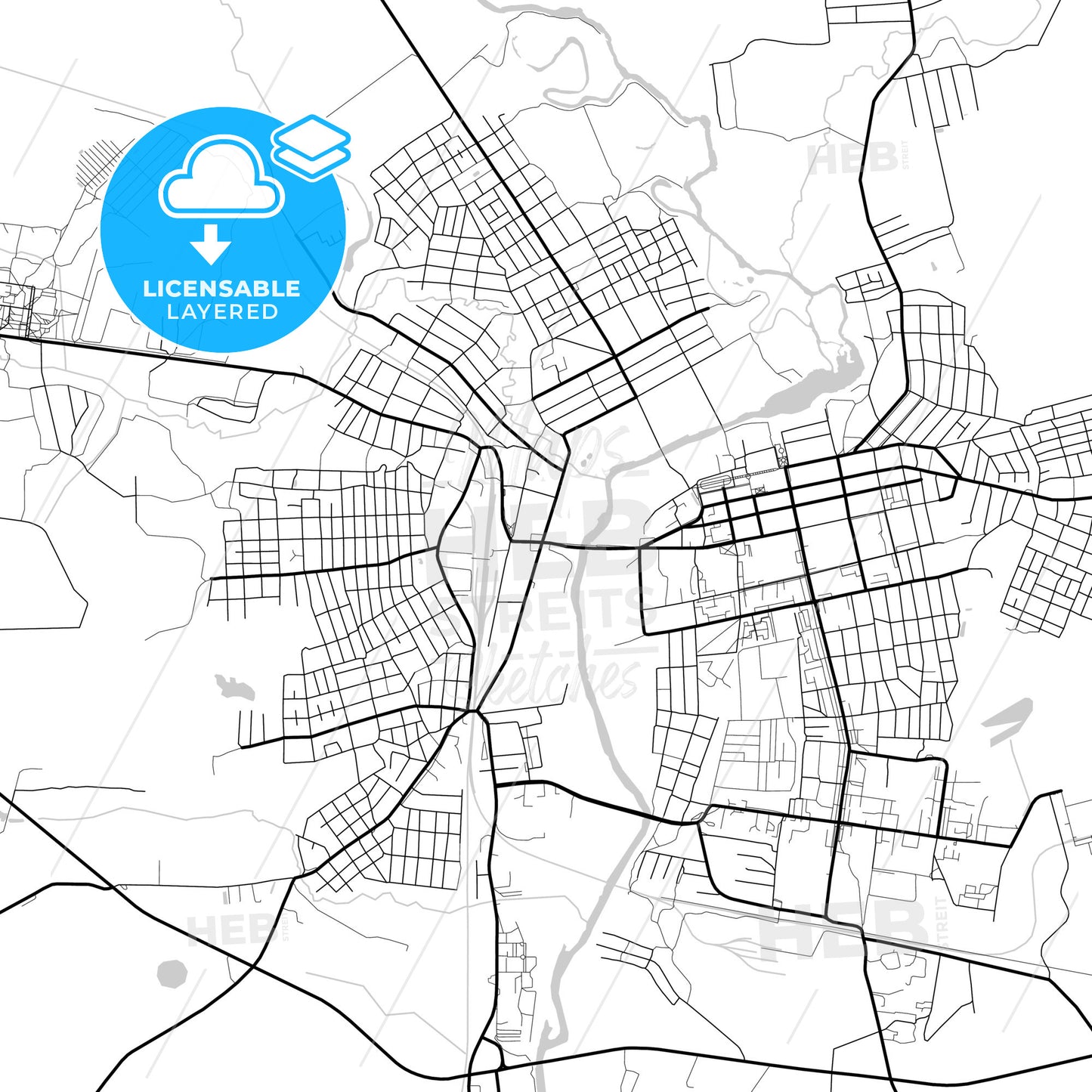 Layered PDF map of Shuya, Ivanovo Oblast, Russia