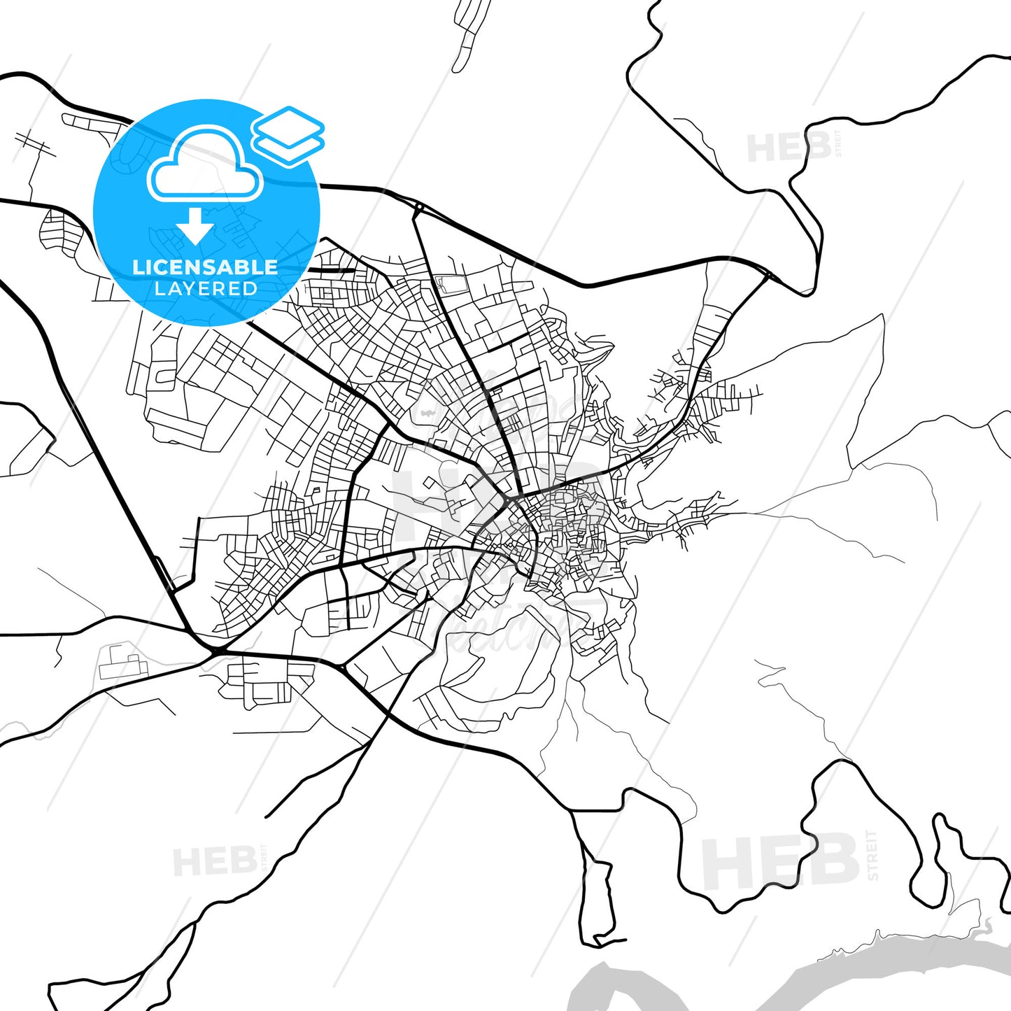 Layered PDF map of Siirt, Siirt, Turkey