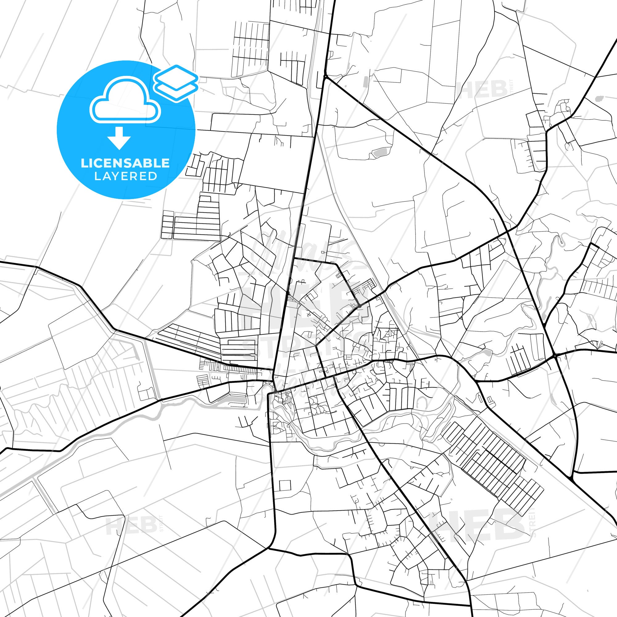 Layered PDF map of Šilutė, Klaipėda County, Lithuania - HEBSTREITS