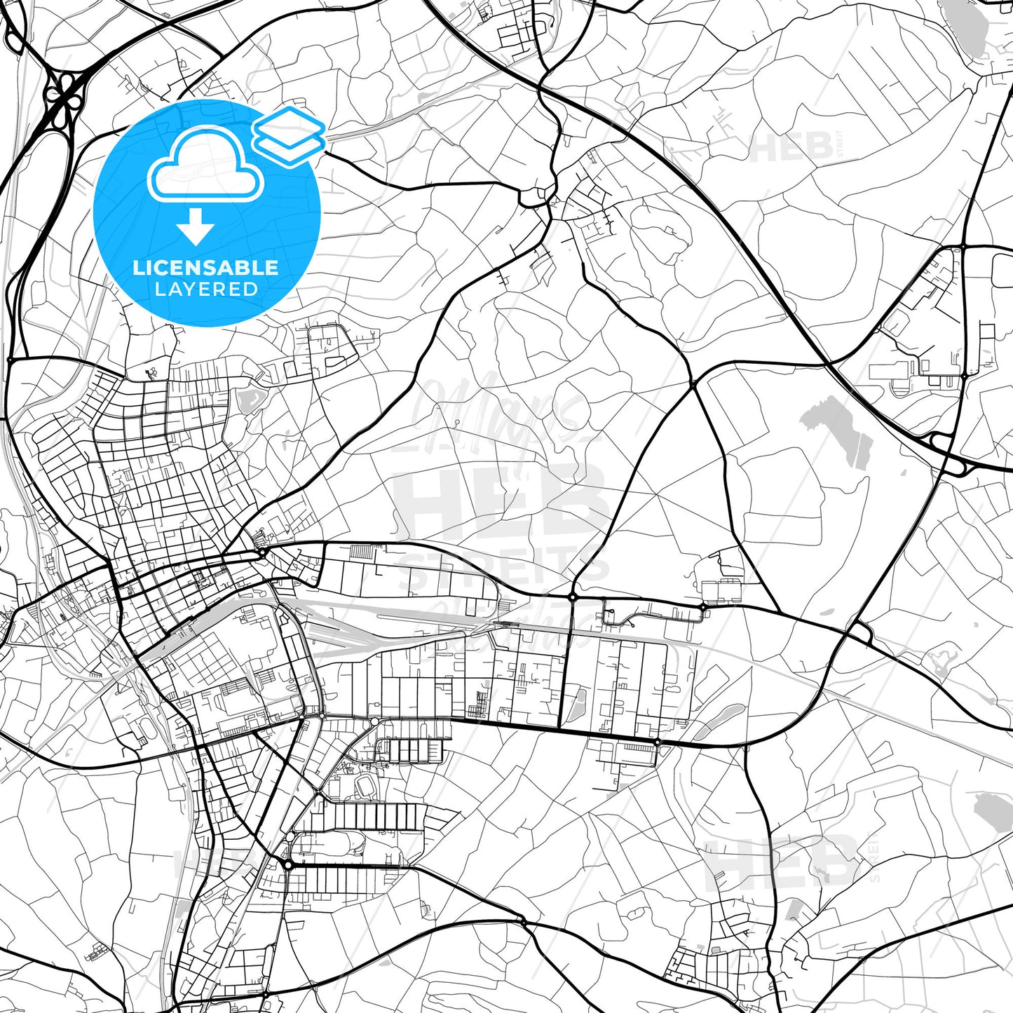 Layered PDF map of Singen (Hohentwiel), Baden-Wuerttemberg, Germany