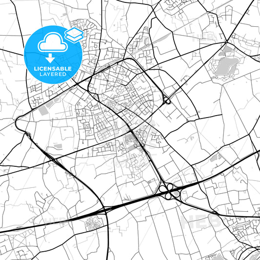 Layered PDF map of Sint-Niklaas, East Flanders, Belgium