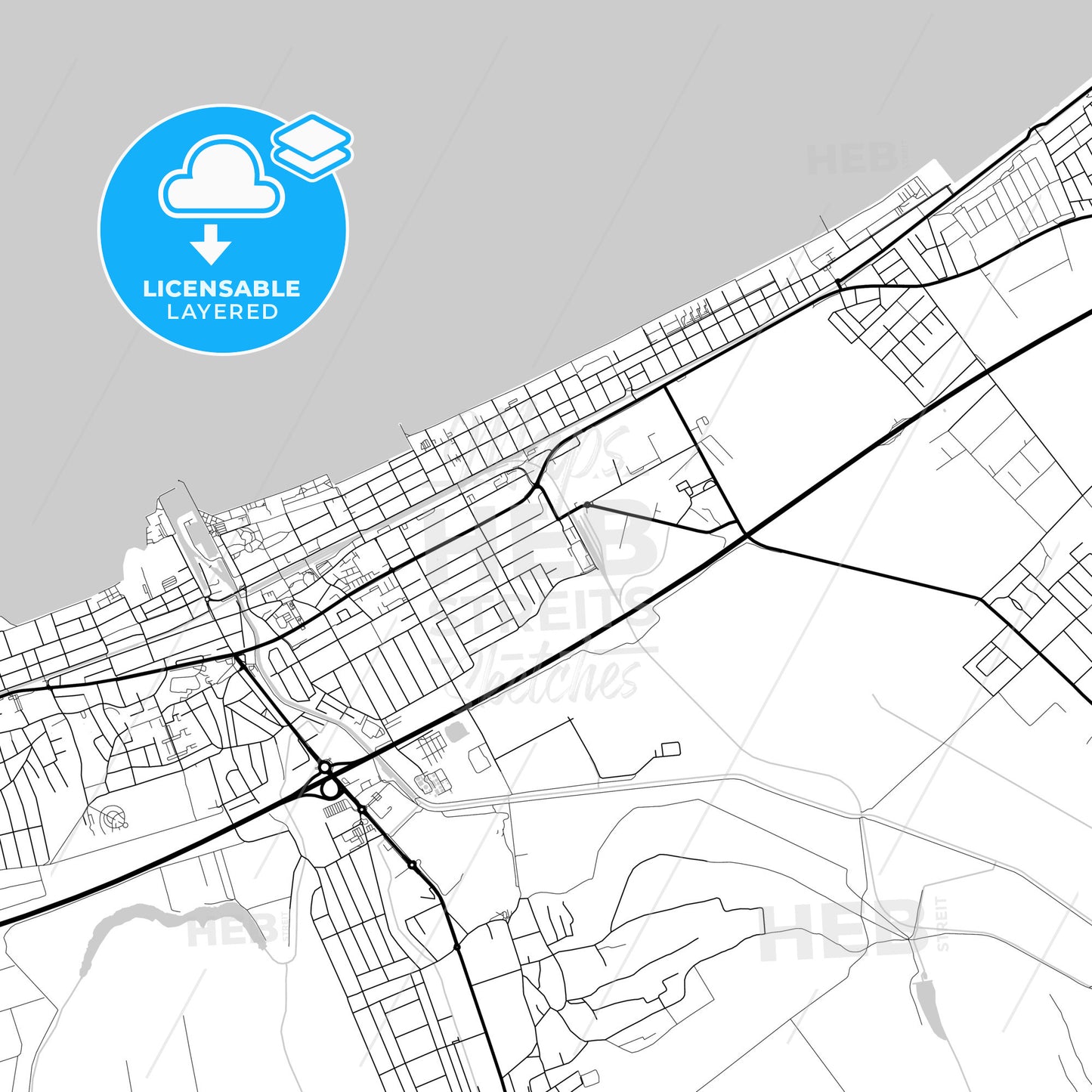 Layered PDF map of Siófok, Somogy, Hungary