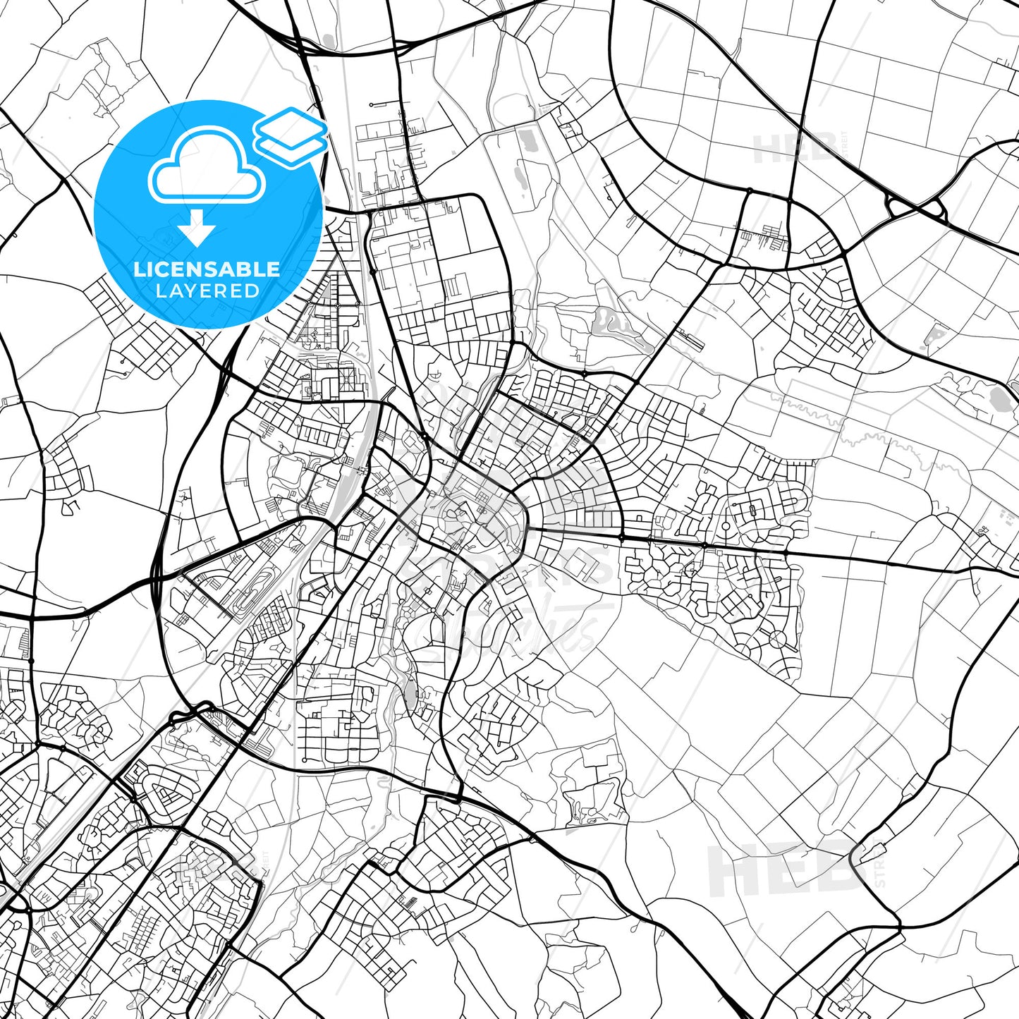 Layered PDF map of Sittard-Geleen, Limburg, Netherlands