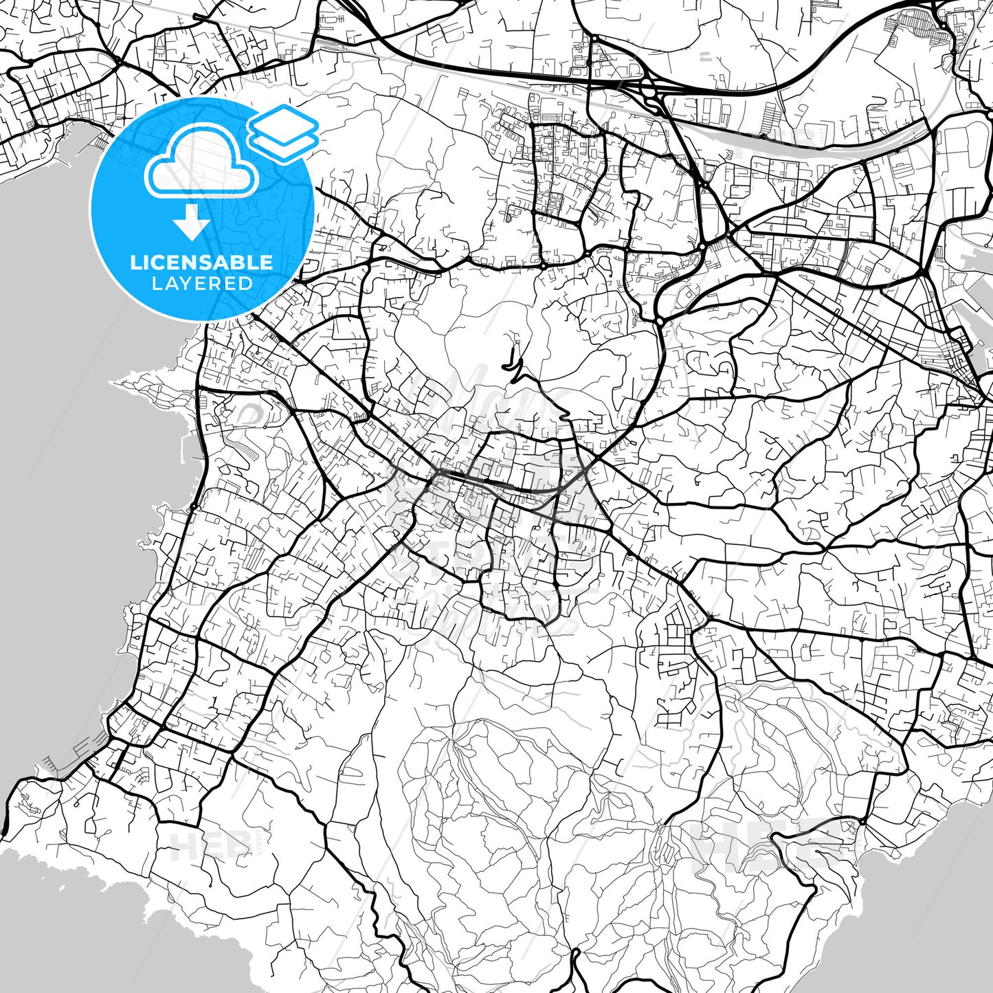 Layered PDF map of Six-Fours-les-Plages, Var, France