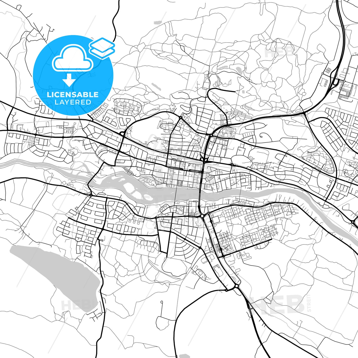 Layered PDF map of Skellefteå, Sweden