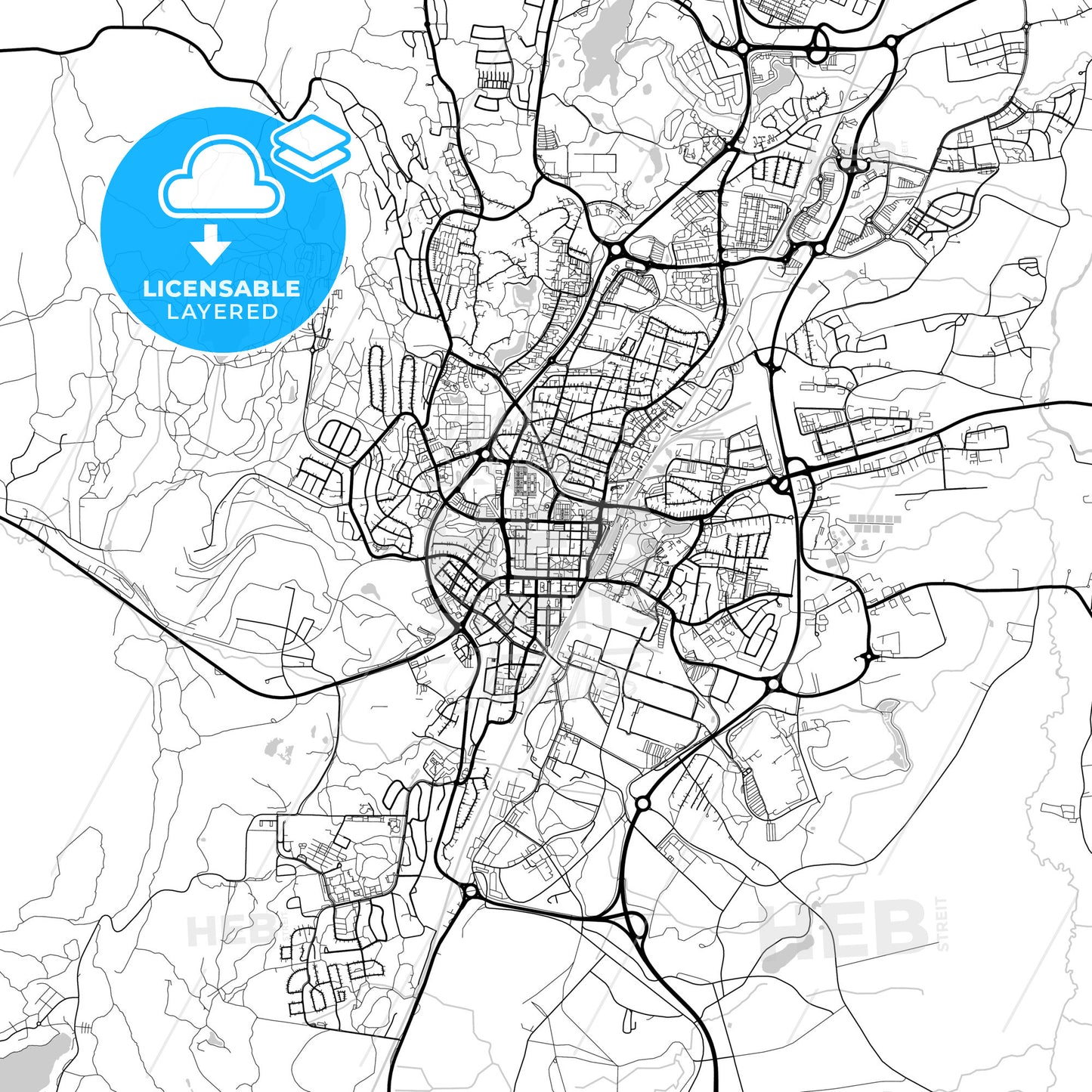 Layered PDF map of Skövde, Sweden