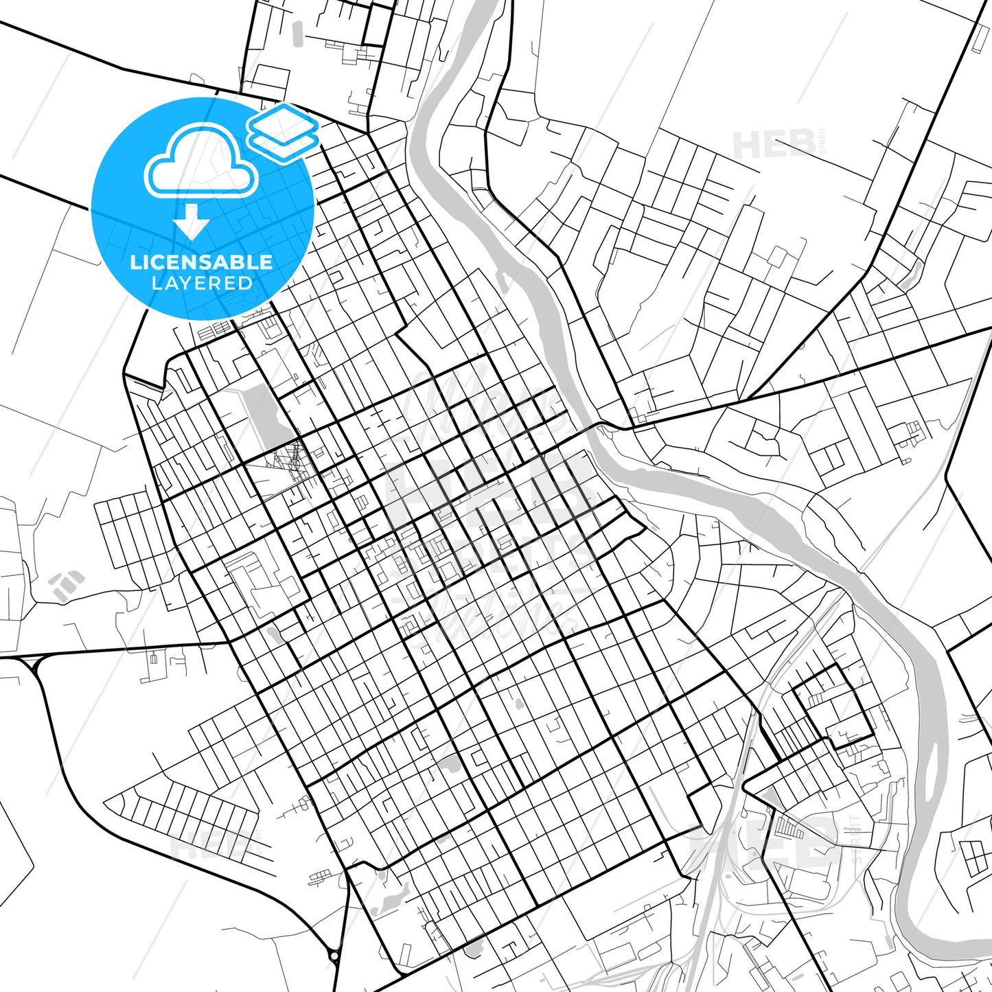 Layered PDF map of Slavyansk-na-Kubani, Krasnodar Krai, Russia