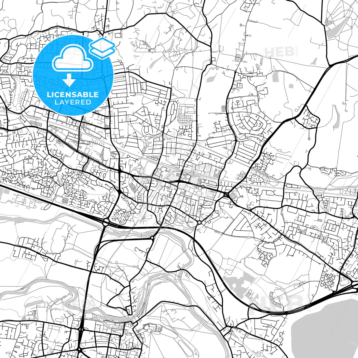 Layered PDF map of Slough, South East England, England