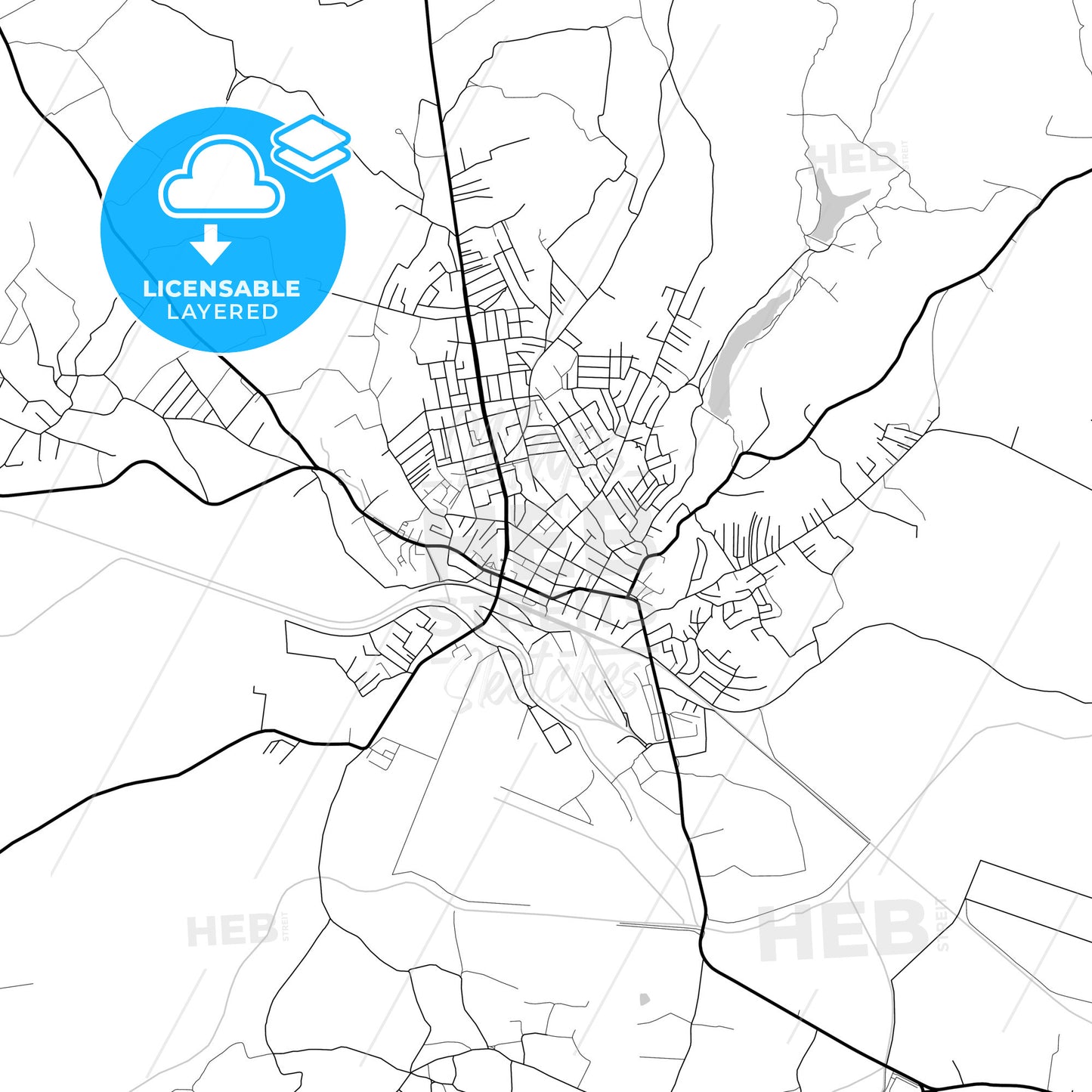 Layered PDF map of Smederevska Palanka, Podunavlje, Serbia