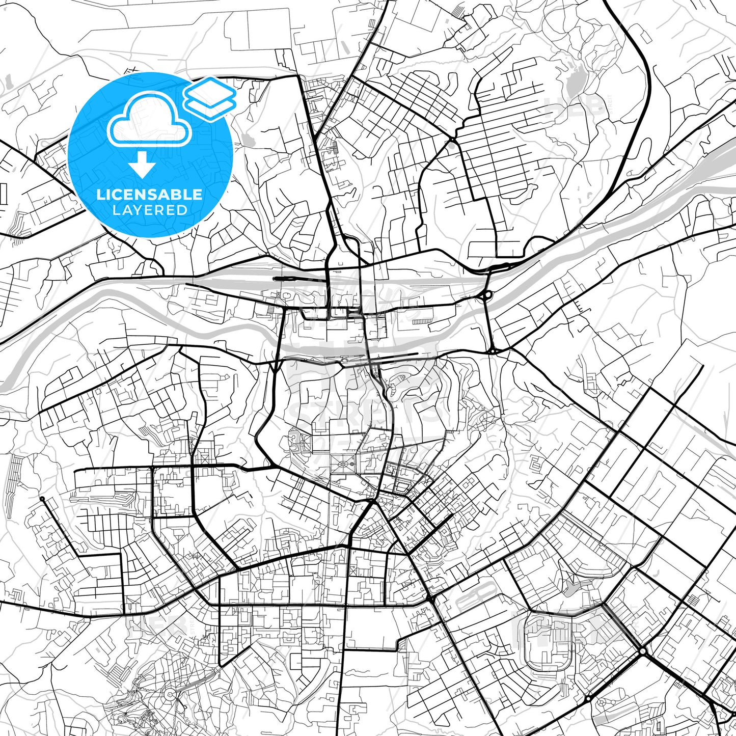 Layered PDF map of Smolensk, Smolensk Oblast, Russia