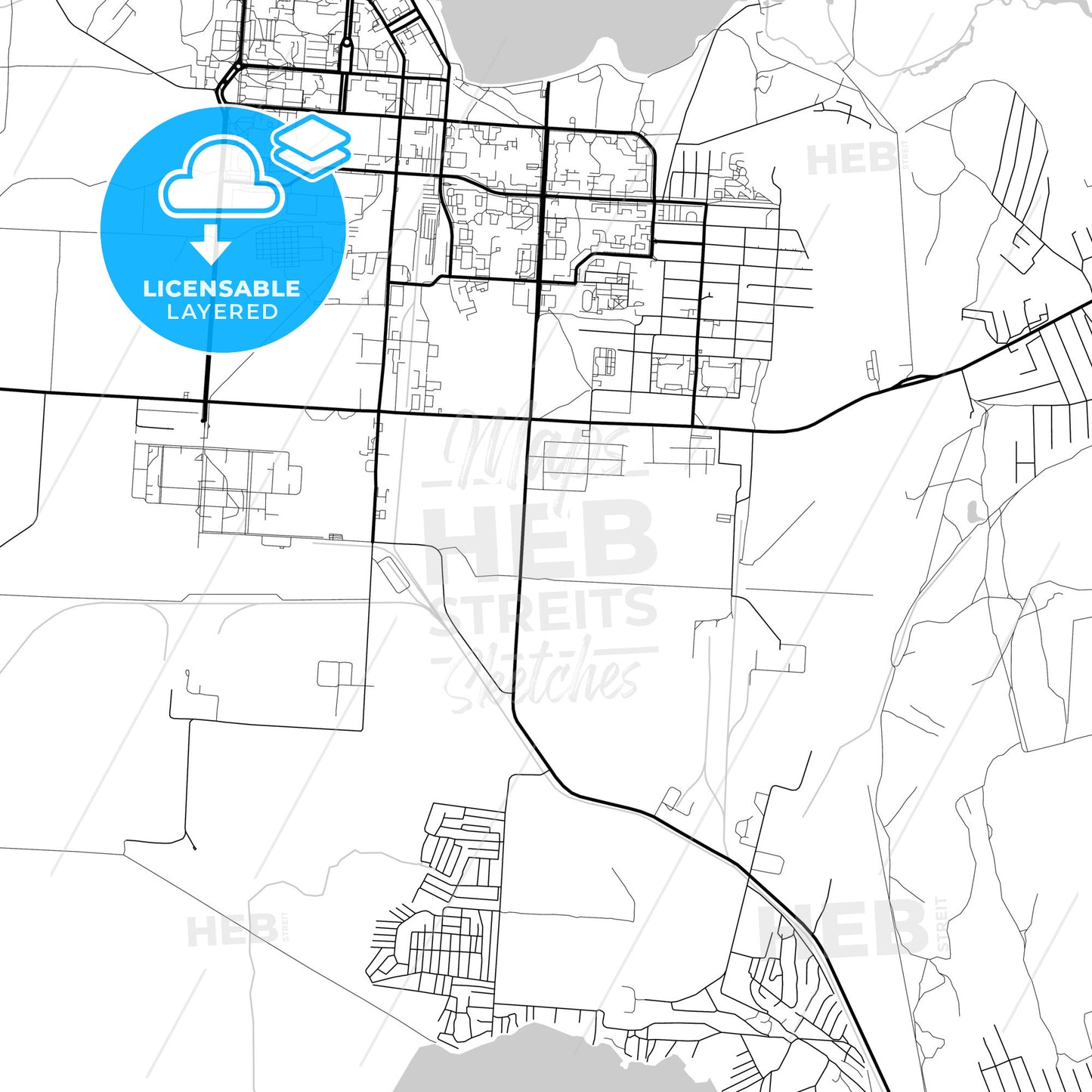 Layered PDF map of Snezhinsk, Chelyabinsk Oblast, Russia