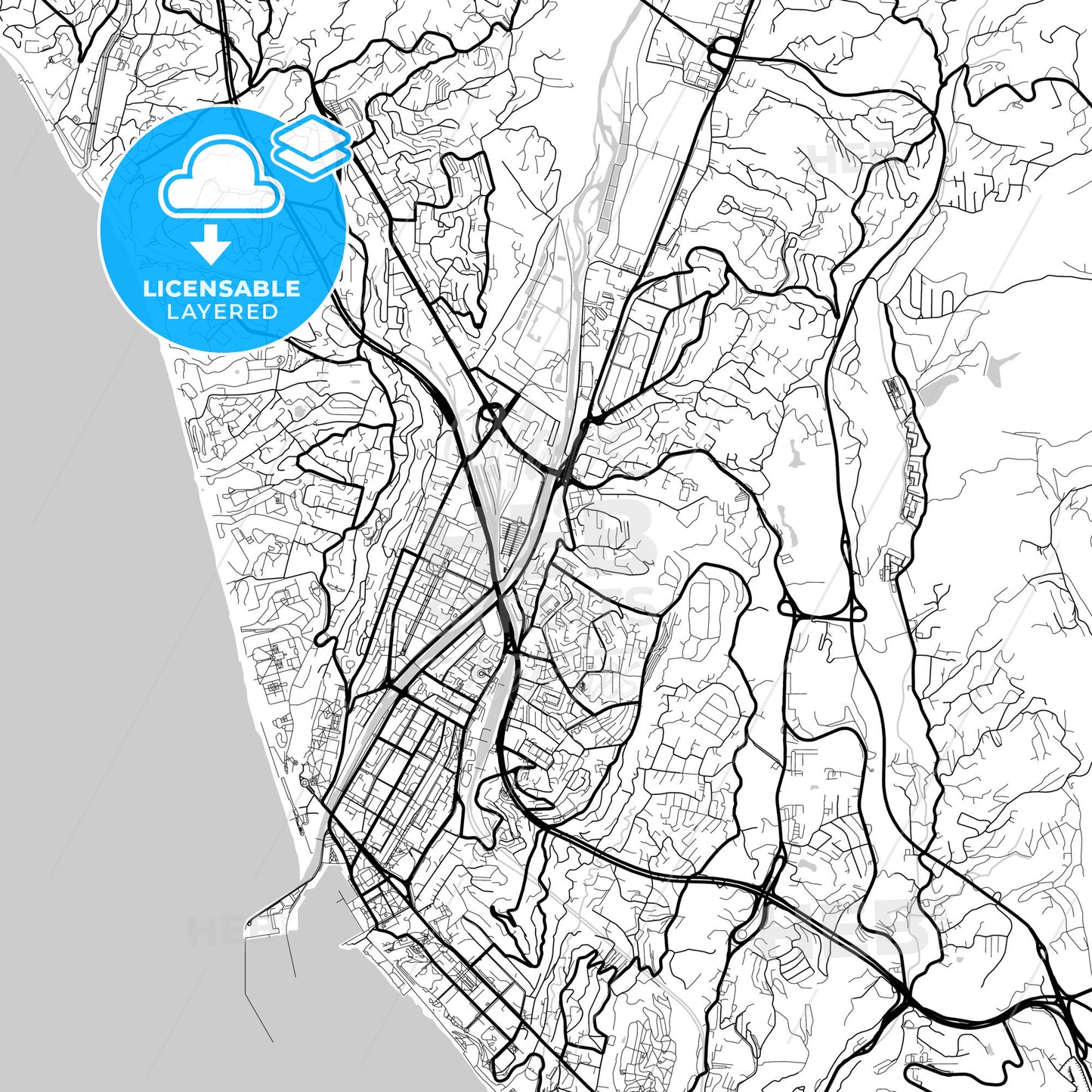 Layered PDF map of Sochi, Krasnodar Krai, Russia