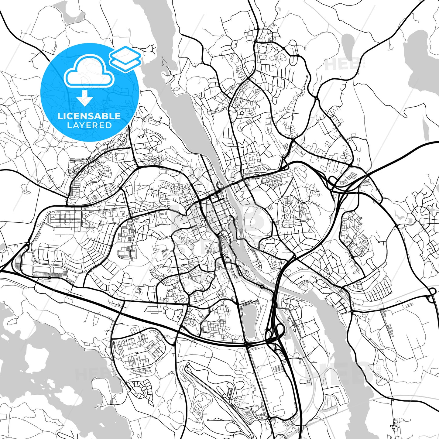 Layered PDF map of Södertälje, Sweden