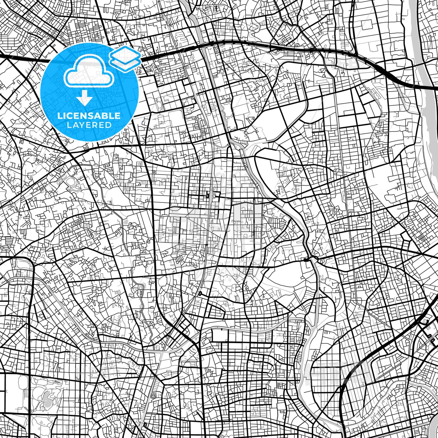 Layered PDF map of Sōka, Saitama, Japan