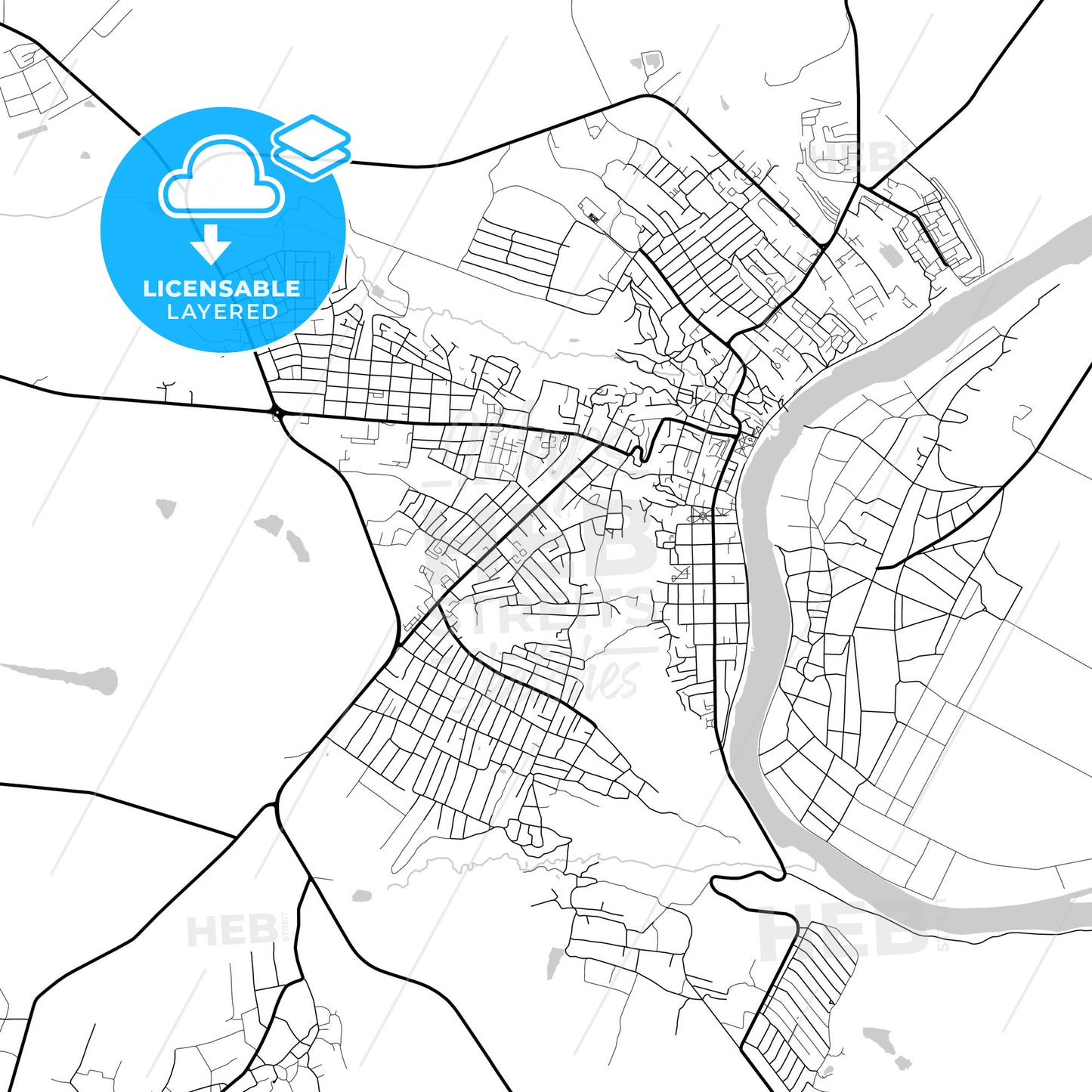 Layered PDF map of Soroca, Soroca district, Moldova
