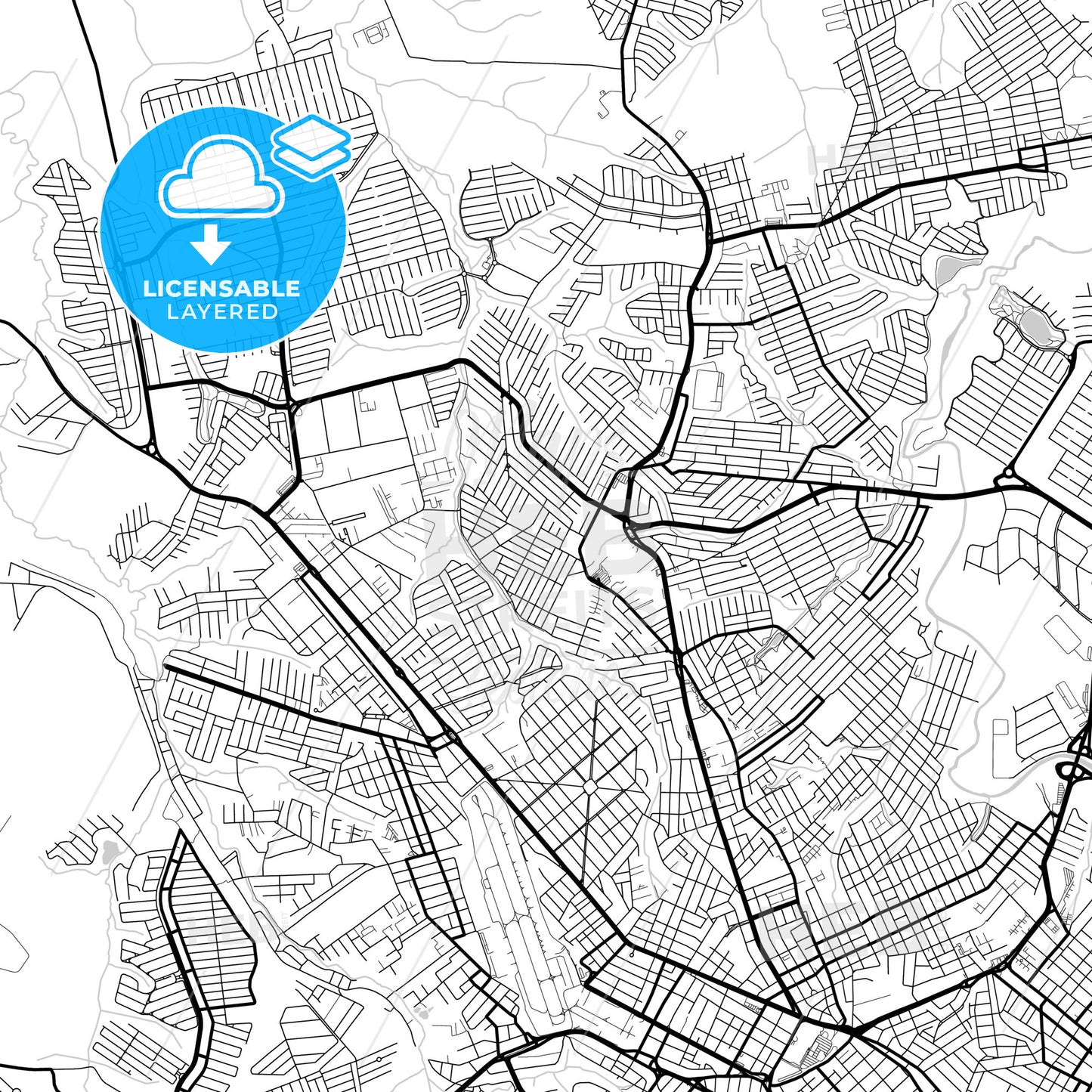 Layered PDF map of Sorocaba, Brazil