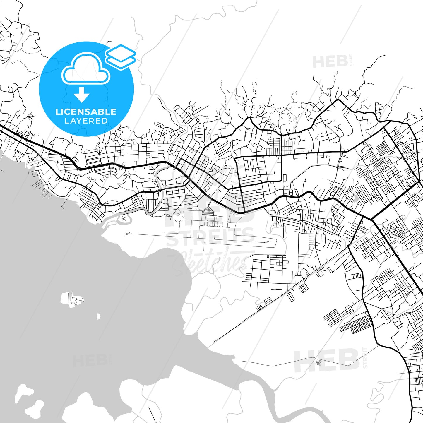 Layered PDF map of Sorong, Papua Barat, Indonesia