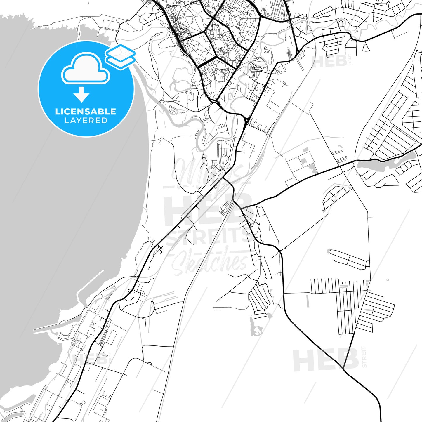 Layered PDF map of Sosnovy Bor, Leningrad Oblast, Russia