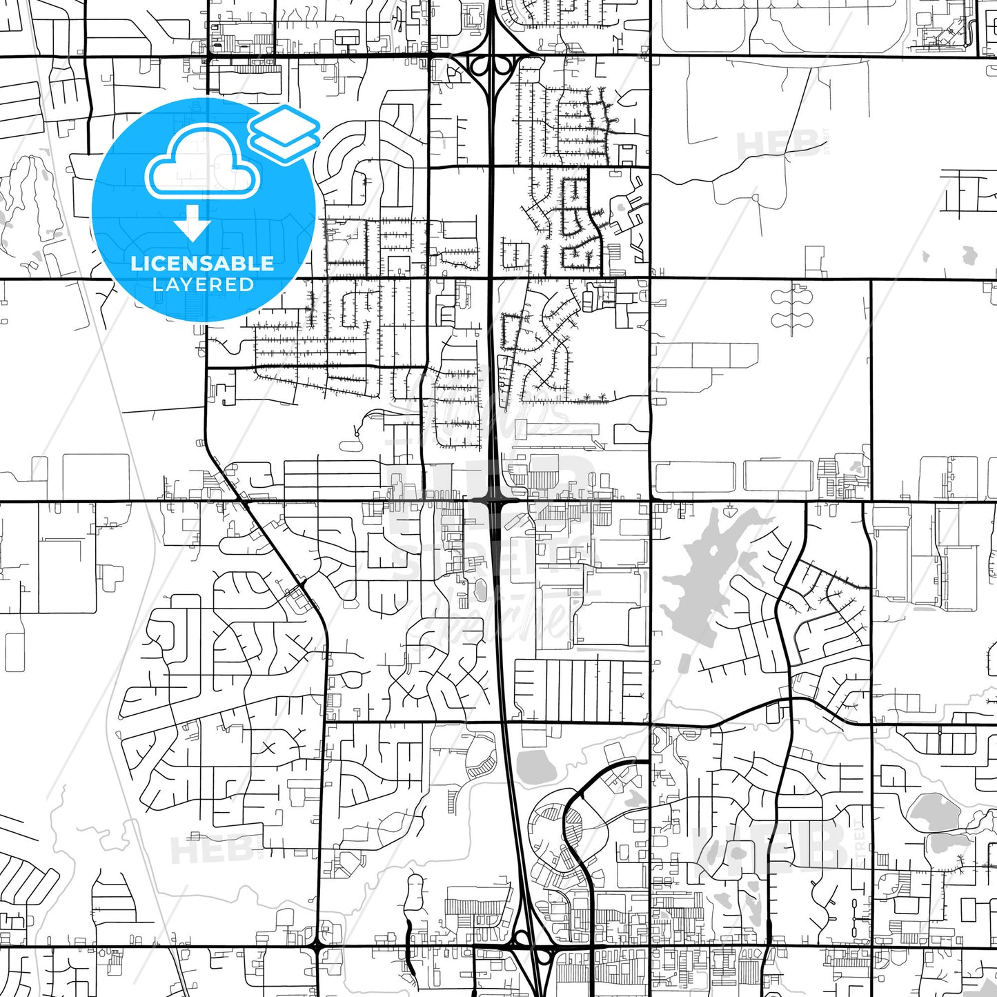 Layered PDF map of Southaven, Mississippi, United States